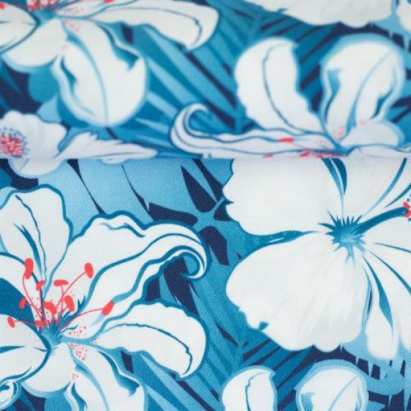 Piquejersey Malta Blüten auf Blau Swafing
